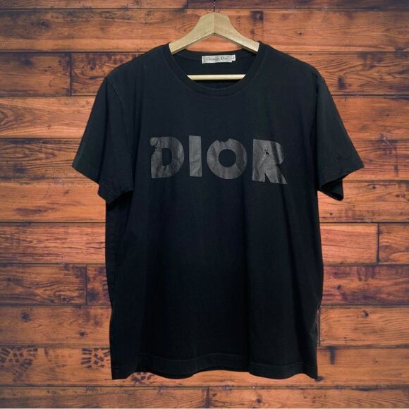 Christian Dior Black Logo T-Shirt Large Designer Tee - Picture 1 of 8